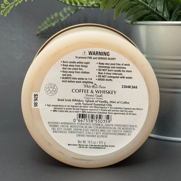 BBW Coffee & Whiskey White Barn Bath & Body Works 3 Wick Candle - Picture 9 of 10
